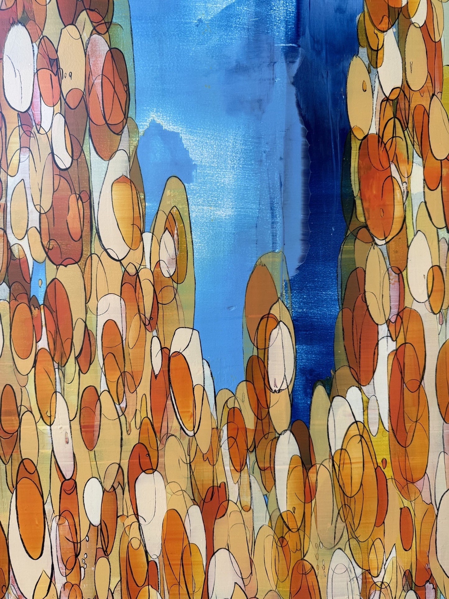 abstract acrylic painting-Lake Day