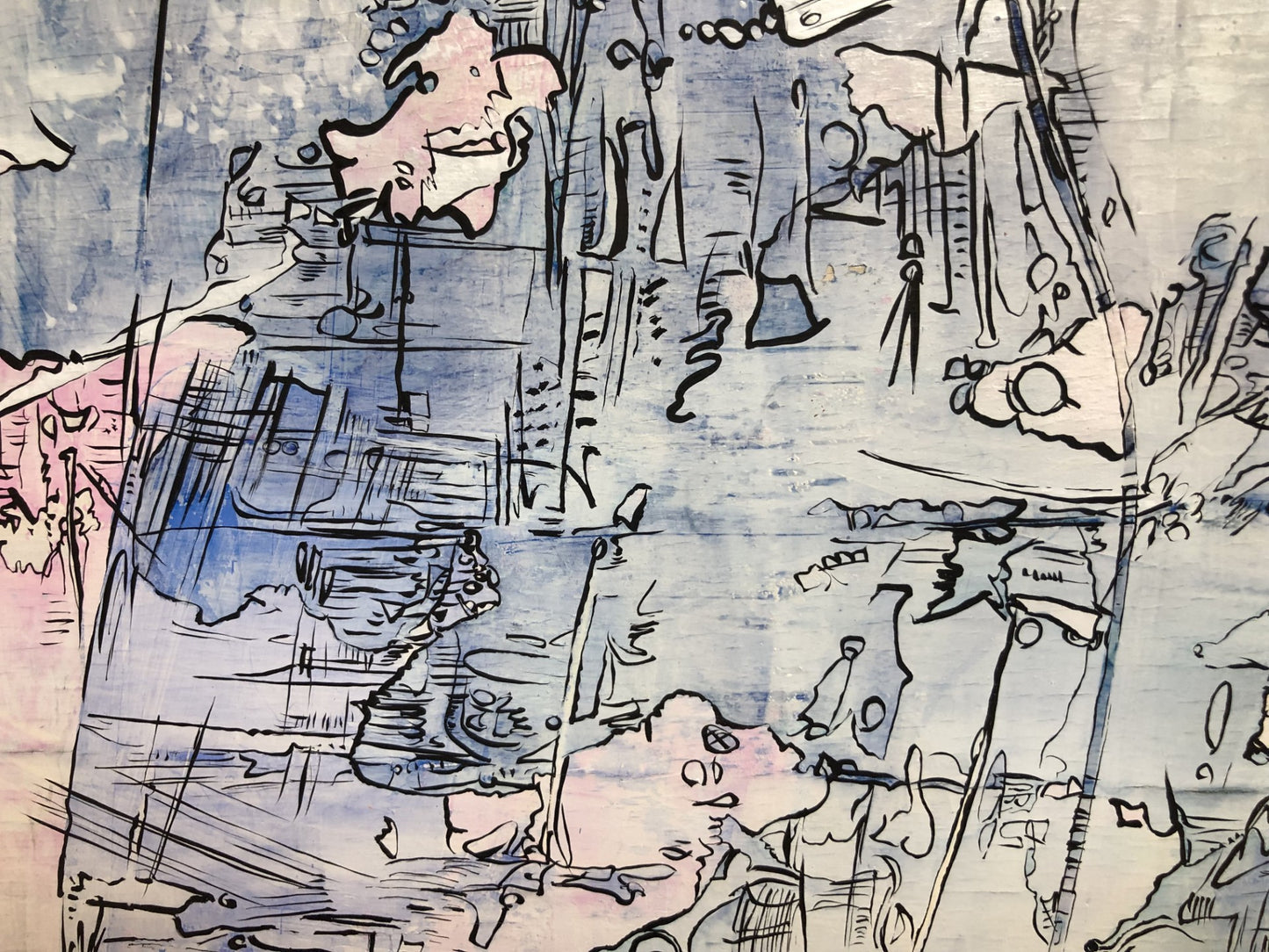 Abstract acrylic painting-Vacation landscape silhouette