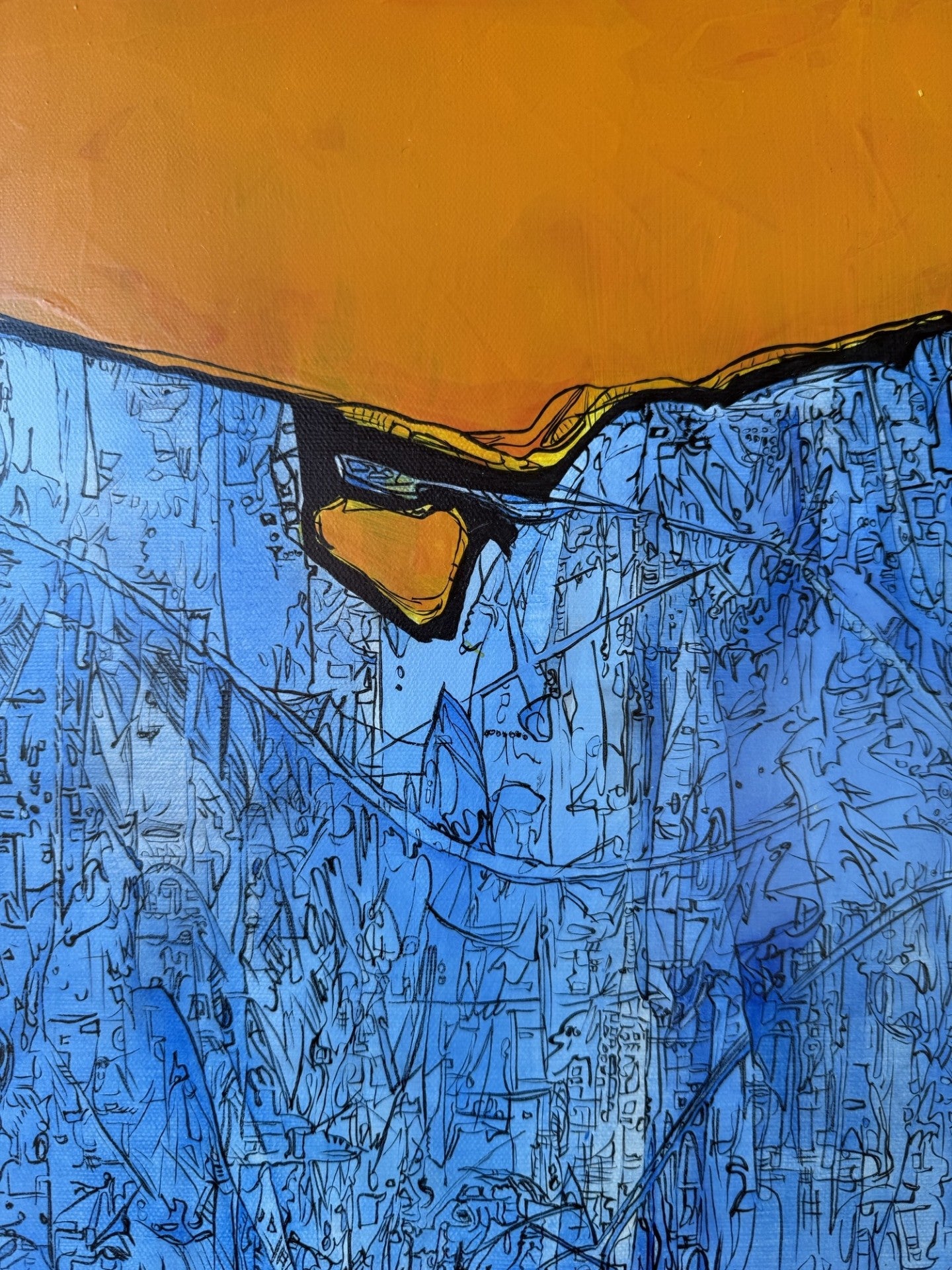 Abstract acrylic painting-Denim