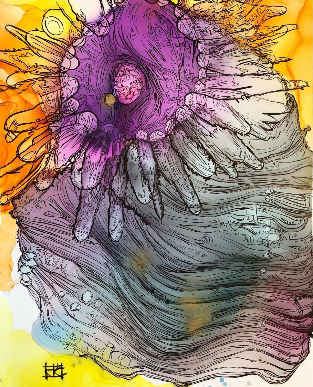 Abstract ink drawing-creature