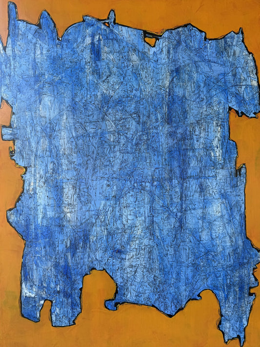 Abstract acrylic painting-Denim