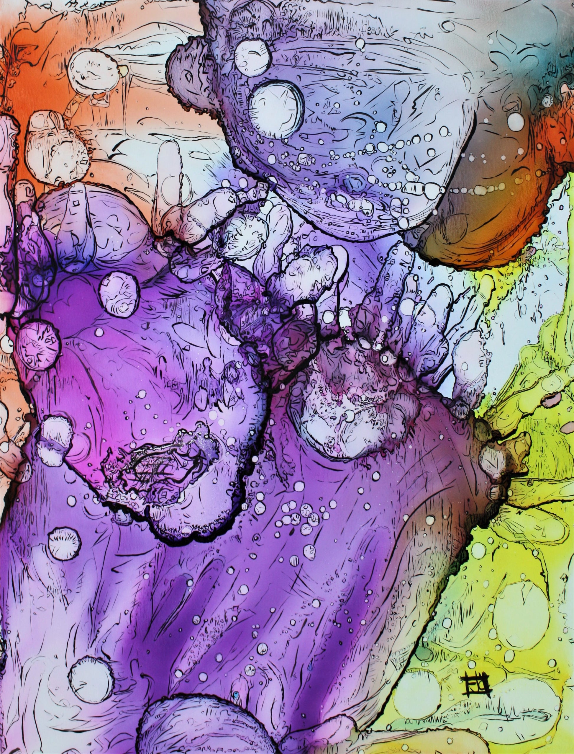 Original alcohol ink series drawing by artist Arron J McGuire