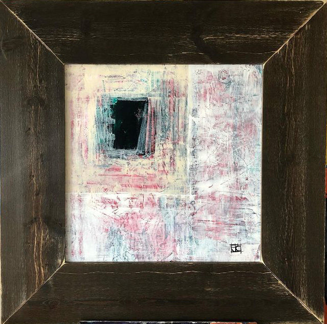 Original acrylic painting with reclaimed wood frame by artist Arron J McGuire